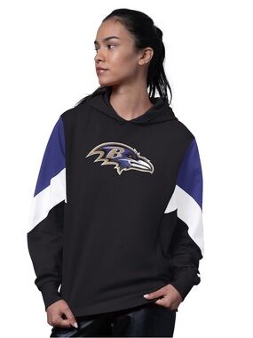 STARTER Black, Purple & White Baltimore Ravens Pullover Hoodie
